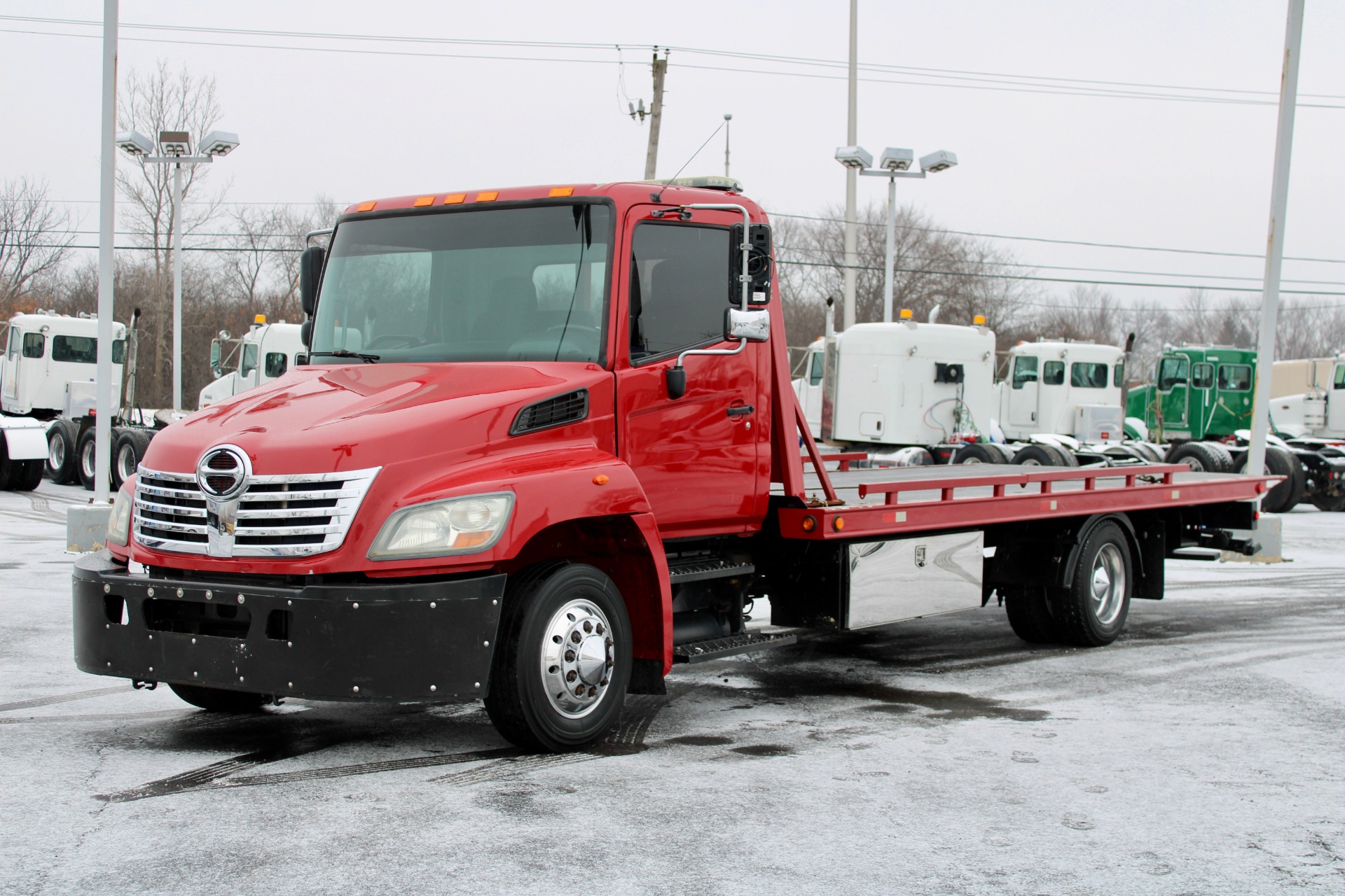 Used 2010 Hino 268 Rollback Flatbed Tow Truck For Sale (39,800